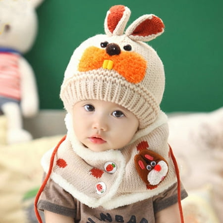 Relanfenk Baby Scarf Boys Girls Children Rabbit Teeth Child Hat Caps BG Scarves