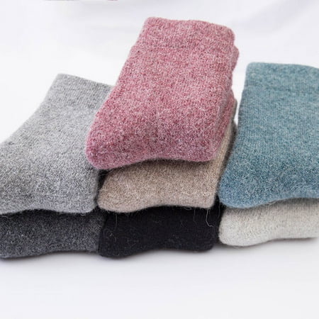 Farfi Winter Women Solid Color Thicken Thermal Warm Middle Tube Soft Woolen Socks