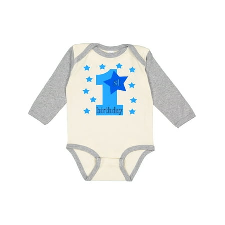 Inktastic 1st Birthday Boy Stars Gift Baby Boy Long Sleeve Bodysuit