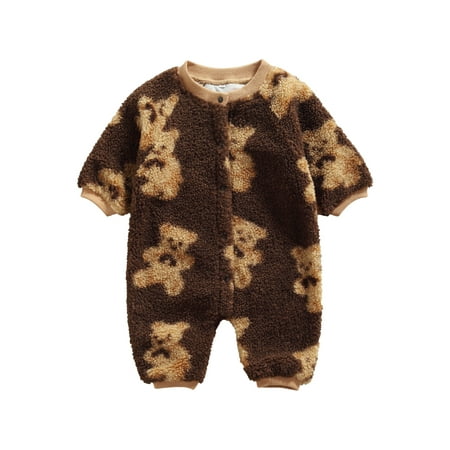 Amuver Newborn Baby Button Down Jumpsuit Winter Warm Short Sleeve Bear Print Fleece Romper
Amuver Newborn Baby Button Down Jumpsuit Winter Warm Short Sleeve Bear Print Fleece Romper