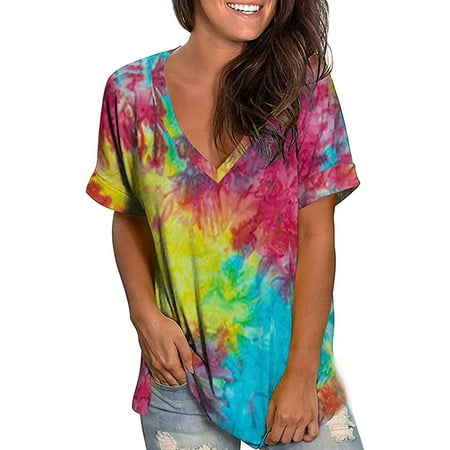 Bospose Short Sleeve Shirt Girl Girls V-Neck Shirt Pink Bustier Top Women S Fashion Casual Tie-Dye Print T-Shirt Tops Lady Top M
Bospose Short Sleeve Shirt Girl Girls V-Neck Shirt Pink Bustier Top Women S Fashion Casual Tie-Dye Print T-Shirt Tops Lady Top M