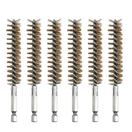 6pcs Hex Handle Brush Brass Bore Cleaning Brush Sturdy Wire Bore Brushes