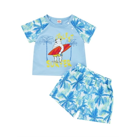 Chollius 2Pcs Baby Boys Summer Short Set Short Sleeve Cartoon Surfing Bear Coconut Tree Print T-shirt + Elastic Waist Shorts
Chollius 2Pcs Baby Boys Summer Short Set Short Sleeve Cartoon Surfing Bear Coconut Tree Print T-shirt + Elastic Waist Shorts