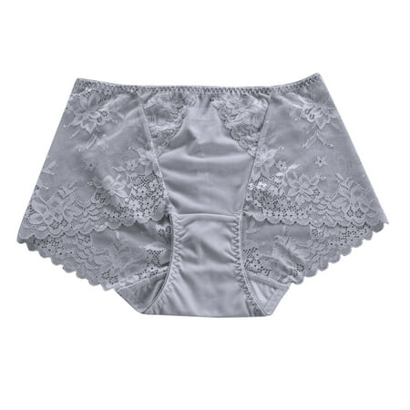 

KaLI_store Women Lingeries Underwear for Women Cotton Hipster Panties Low Rise Breathable Ladies Briefs Grey M