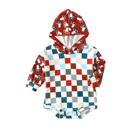 Meihuida Baby Girls Autumn Casual Romper Long Sleeve Mushroom and Checkerboard Print Hooded Romper
Meihuida Baby Girls Autumn Casual Romper Long Sleeve Mushroom and Checkerboard Print Hooded Romper