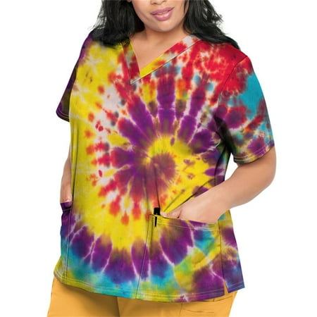 Sksloeg Scrubs Tops for Women Plus Size Tie-dye Printed T Shirts Short Sleeve V-Neck Workwear Nurse Uniform Tee with Pockets Gold XL
Sksloeg Scrubs Tops for Women Plus Size Tie-dye Printed T Shirts Short Sleeve V-Neck Workwear Nurse Uniform Tee with Pockets Gold XL