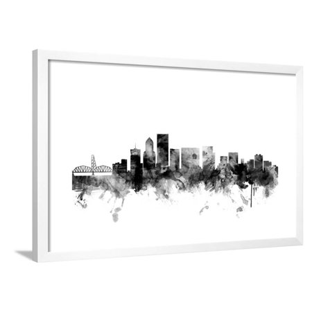 Portland Oregon Skyline Framed Print Wall Art By Michael Tompsett