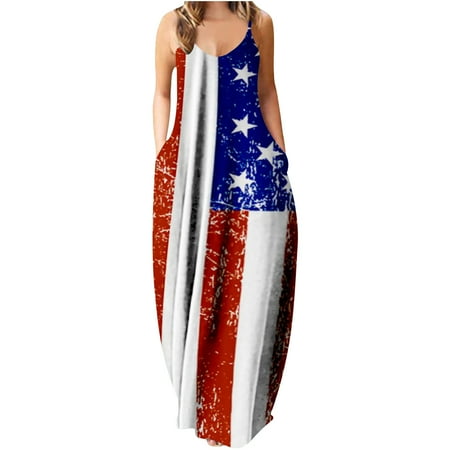4th of July Women s Summer Sleeveless Loose Maxi Dress Strapy American Flag Casual Long Dress Patriotic Sundress
4th of July Women s Summer Sleeveless Loose Maxi Dress Strapy American Flag Casual Long Dress Patriotic Sundress