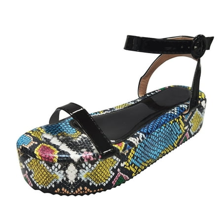 Alueeu ladies shoes casual Women s Shoes Non Positioning Snake Pattern Thick Bottom Slope Heel Thick Bottom Button Sandals Black 40
Alueeu ladies shoes casual Women s Shoes Non Positioning Snake Pattern Thick Bottom Slope Heel Thick Bottom Button Sandals Black 40