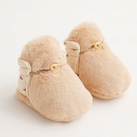 Ovzne Baby Shoes Autumn And Winter Plus Velvet Thickening Baby Anti-off Soft Bottom Warm Cotton Shoes Men And Women Toddler Shoes