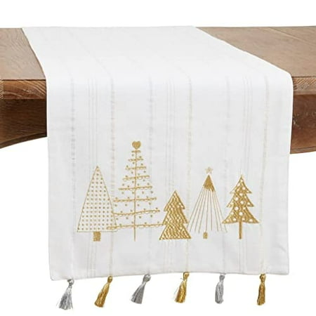 Fennco Styles Embroidered Christmas Trees Tassel Cotton Table Runner 16 W x 72 L - Gold Metallic Woven Table Cover for Home Dining Room Banquets and Christmas Décor
Fennco Styles Embroidered Christmas Trees Tassel Cotton Table Runner 16 W x 72 L - Gold Metallic Woven Table Cover for Home Dining Room Banquets and Christmas Décor