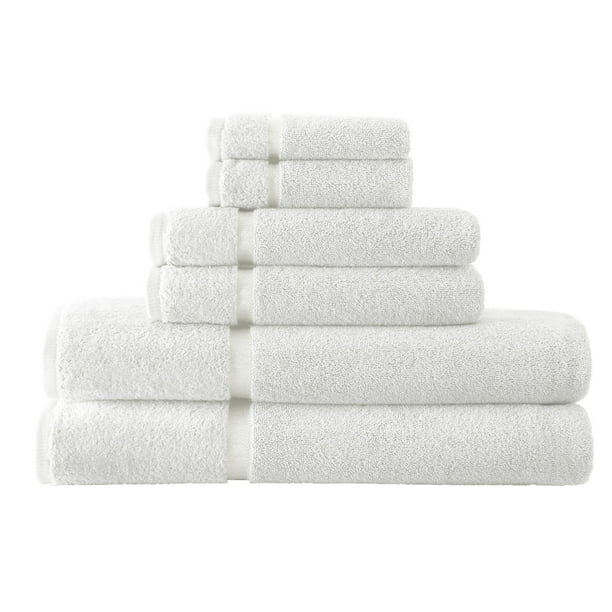 6 Piece 100% Cotton Towel Sets With Sheared Border