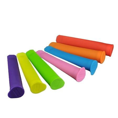 FRCOLOR 7pcs Callippo Silicone Ice Moulds Push Up Lolly Mold (Purple/Yellow/Green/Pink/Sky Blue/Orange/Red)