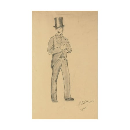 A Study for 'A Parisian Cafe' (1875): Gentleman in a Top Hat, 1875 Print Wall Art By Ilya Efimovich Repin