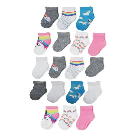 Wonder Nation Baby Girl Ankle Socks 18-Pack Sizes 0M-18M