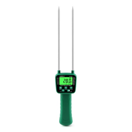 

moobody Digital Cereal Hygrometer 14 Kinds Grain Meter Voice Alarm Metal Probe High Sensitivity Sensors Practical Humidity Tester for Corn Rice Wheat Bean