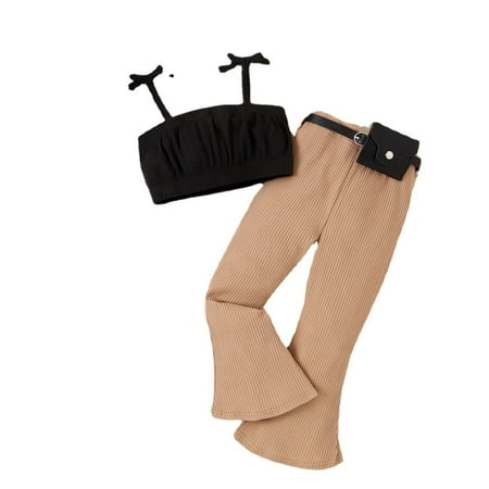 ZRBYWB Little Child Baby Girl Clothes Sets Summer Black Suspenders Top Brown Solid Color Flared Pants Belt Waist Bag 4Pc Summer Clothes
ZRBYWB Little Child Baby Girl Clothes Sets Summer Black Suspenders Top Brown Solid Color Flared Pants Belt Waist Bag 4Pc Summer Clothes