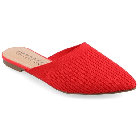 Journee Collection Womens Wide Width Aniee Slip On Almond Toe Mule Flats