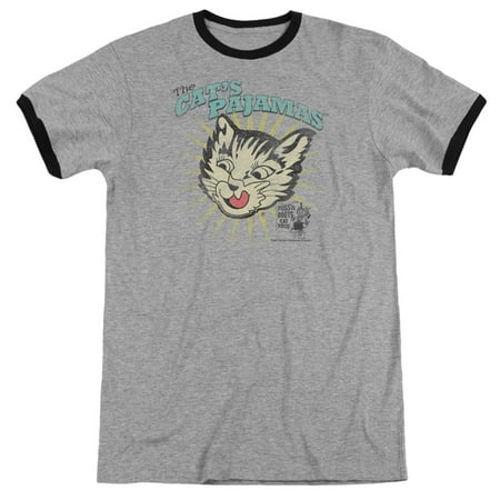 Puss N Boots Cats Pajamas Adult Ringer T-Shirt Heather Black