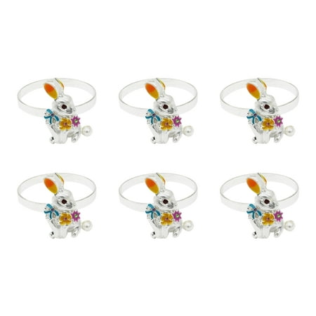 GENEMA Set of 6 Easter Bunny Napkin Rings Metal Rabbit Napkin Holder for Easter Party