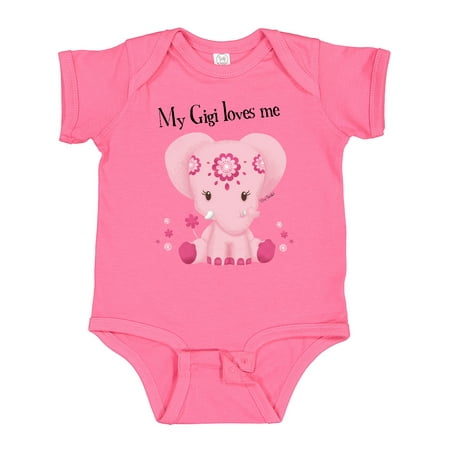 Inktastic Aditi My Gigi Loves Me Pink Elephant Beautiful Gift Baby Girl Bodysuit