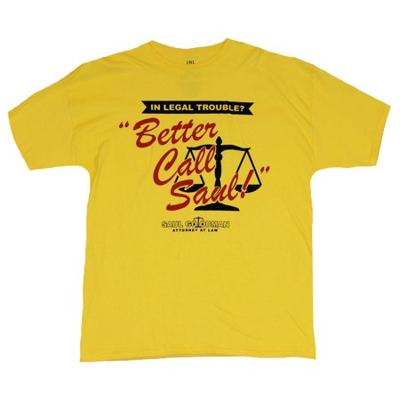 Better Call Saul Mens T-Shirt - "In Legal Trouble?" Saul Goodman Scales Image (5X-Large)