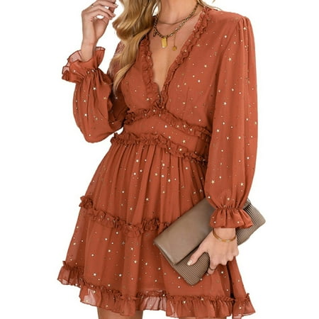 Women s Spring Summer Dress Deep V Mesh Puff Long Sleeve Dress Ruffle Hem & Trim Deep V Mesh Puff Long Sleeve Ruffle Hem & Trim for Spring Summer Vacation Holiday Women s Spring Summer Dress L 2
Women s Spring Summer Dress Deep V Mesh Puff Long Sleeve Dress Ruffle Hem & Trim Deep V Mesh Puff Long Sleeve Ruffle Hem & Trim for Spring Summer Vacation Holiday Women s Spring Summer Dress L 2