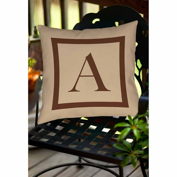 Thumbprintz Classic Block Monogram Decorative Pillow, Caramel