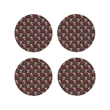 Fuzoiu Skull colorful flower Print Leather Coasters Set Drink Coasters Set of 4 for Tabletop Protection Durable PVC Coasters Home Décor and Housewarming Gift-Round Shape
Fuzoiu Skull colorful flower Print Leather Coasters Set Drink Coasters Set of 4 for Tabletop Protection Durable PVC Coasters Home Décor and Housewarming Gift-Round Shape