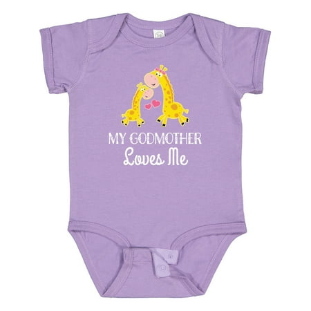 Inktastic My Godmother Loves Me Giraffe Gift Baby Boy or Baby Girl Bodysuit