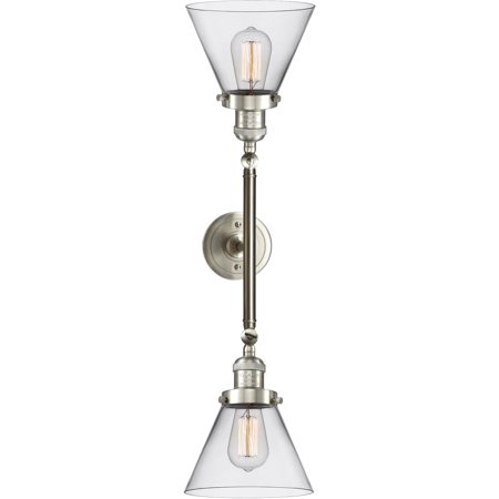 Bathroom Vanity 2 Light Fixtures With Brushed Satin Nickel Finish Cast Brass/Glass Material Medium 8" 6 Watts