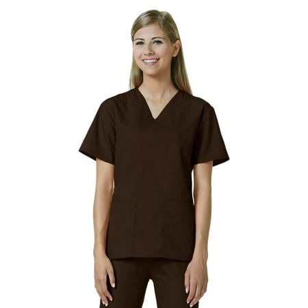 maevn women s core classic v-neck top(chocolate x-small)