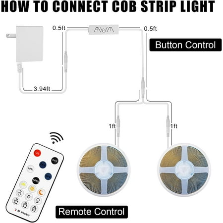 COB Led Strip Lights with RF Remote 32.8ft 4000K Dimmable Bright Neutral White COB Light Strip Flexible COB Led Lights for Ceiling Kitchen Bedroom Cabinet Closet
COB Led Strip Lights with RF Remote 32.8ft 4000K Dimmable Bright Neutral White COB Light Strip Flexible COB Led Lights for Ceiling Kitchen Bedroom Cabinet Closet