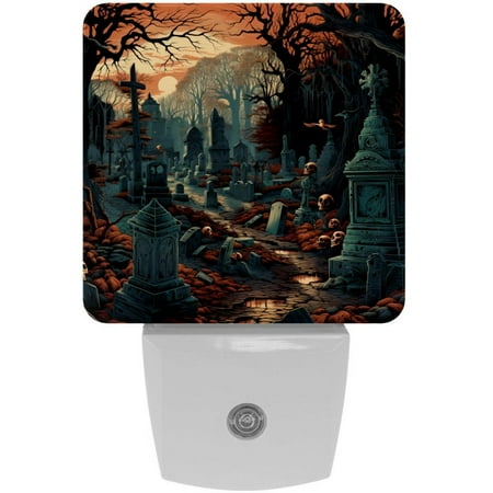 Halloween Graveyard LED Square Night Light - Small and Bright Square-shaped LED Night Light for Bedroom Bathroom and Hallway - Compact Plug-in Nightlight with Auto on/Off Sensor
Halloween Graveyard LED Square Night Light - Small and Bright Square-shaped LED Night Light for Bedroom Bathroom and Hallway - Compact Plug-in Nightlight with Auto on/Off Sensor