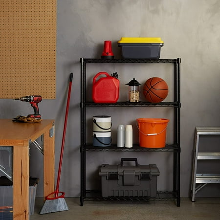 4-Shelf Storage Shelves Rack for Garage Heavy Duty Metal Wire Storage Shelves Multipurpose Compact Storage Shelf Bakers for Kitchens Carbon Steel Storage Racks and Shelving Black SS147
4-Shelf Storage Shelves Rack for Garage Heavy Duty Metal Wire Storage Shelves Multipurpose Compact Storage Shelf Bakers for Kitchens Carbon Steel Storage Racks and Shelving Black SS147