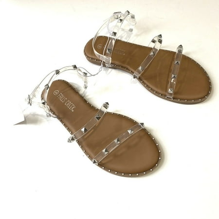 Falls Creek Women s Clear Studded Sandal (Tan 9M)