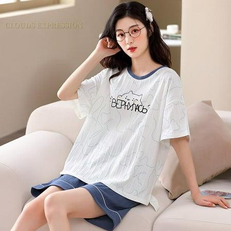 QWZNDZGR Summer Women s Pajamas Knitted Cotton Kawaii Girls Cartoon Pyjamas Set Casual Sleepwear Short Sleeve Homewear Short Suit Fashion
QWZNDZGR Summer Women s Pajamas Knitted Cotton Kawaii Girls Cartoon Pyjamas Set Casual Sleepwear Short Sleeve Homewear Short Suit Fashion