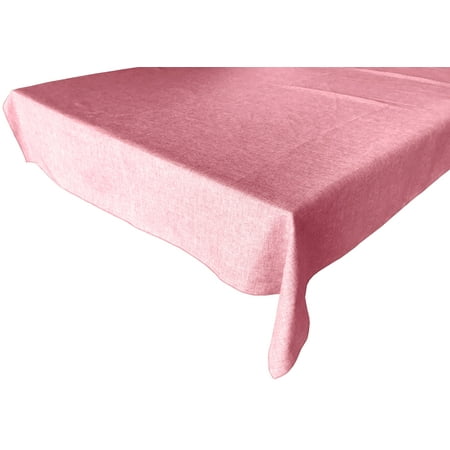 Faux Burlap Solid Tablecloth Pink