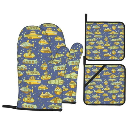 Oven Mitts and Pot Holders 4 pcs Set Cartoon Submarines Heat Resistant Pot Holders Oven Mitts for kitchen Non-Slip Hanging Loop Oven Glove Potholders for Baking Cooking
Oven Mitts and Pot Holders 4 pcs Set Cartoon Submarines Heat Resistant Pot Holders Oven Mitts for kitchen Non-Slip Hanging Loop Oven Glove Potholders for Baking Cooking