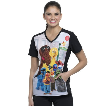 Tooniforms Scrubs Top for Women V-Neck TF637 XS Sesame Friends