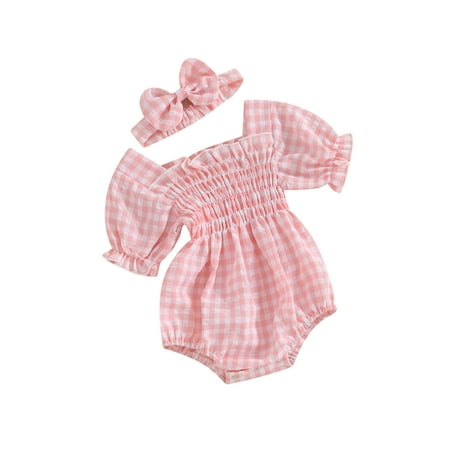 Suealasg Infant Baby Girl 2 Piece Spring Outfits Short Sleeve Plaid Print Smocked Romper and Headband 3M 6M 9M 12M 18M Toddler Girls Summer Clothes
Suealasg Infant Baby Girl 2 Piece Spring Outfits Short Sleeve Plaid Print Smocked Romper and Headband 3M 6M 9M 12M 18M Toddler Girls Summer Clothes