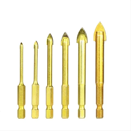 6pcs Carbide TCT Glass Drill Bits Set. 4-12mm 1/4‘‘ Hex Shank Titanium Coated Power Tools Accessories Wall Glass Hole Drill
6pcs Carbide TCT Glass Drill Bits Set. 4-12mm 1/4‘‘ Hex Shank Titanium Coated Power Tools Accessories Wall Glass Hole Drill