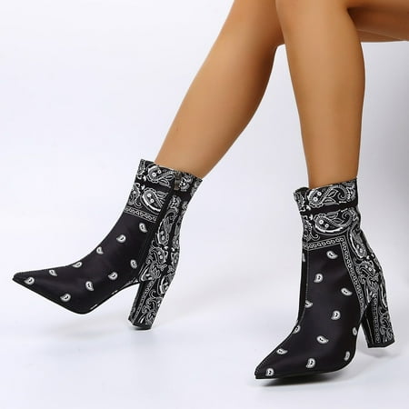 Qepwscx Women s Shoes Large Size High-heeled Satin Cloth Printed Pointed Toe Thick-heeled Ethnic Style Boots
Qepwscx Women s Shoes Large Size High-heeled Satin Cloth Printed Pointed Toe Thick-heeled Ethnic Style Boots