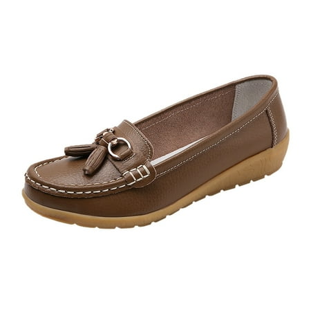 

Women s Comfortable Leather Loafers Casual Round Toe Moccasins Wild Driving Flats Soft Walking Shoes Women Slip On Shoes