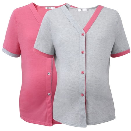 WBQ Women s Maternity Nursing Tops Short Sleeve Button Breastfeeding T Shirts V Neck Color Block Tee for Women S-3XL
WBQ Women s Maternity Nursing Tops Short Sleeve Button Breastfeeding T Shirts V Neck Color Block Tee for Women S-3XL