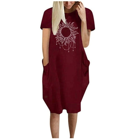 Red Dress White Dress Women Women s Summer Fashion Floral Print Casual Short Sleeve with Pocket O Neck Baggy Dress Maternity Dress for Photoshoot Womens Dress Pants Summer Savings Red M
Red Dress White Dress Women Women s Summer Fashion Floral Print Casual Short Sleeve with Pocket O Neck Baggy Dress Maternity Dress for Photoshoot Womens Dress Pants Summer Savings Red M