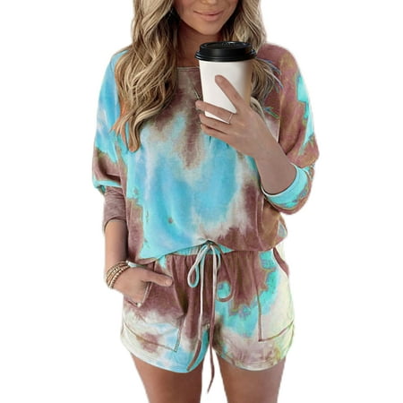 Grianlook Women Nightwear Crew Neck T-shirt Loungwear Tops And Shorts Sleepwear Ladies Elastic Waist Mini Trousers Lounge Sets 2 Piece Outfits Long Sleeve Pajamas Light Blue L
Grianlook Women Nightwear Crew Neck T-shirt Loungwear Tops And Shorts Sleepwear Ladies Elastic Waist Mini Trousers Lounge Sets 2 Piece Outfits Long Sleeve Pajamas Light Blue L