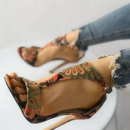 Homedles Sandals for Women- Open toe Gift for Women Summer Heeled Comfortable Sexy Women Sandals Orange 36