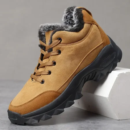 Men‘s Warm Fleece Comfortable Anti-skid Snow Boots Outdoor Hiking Shoes Winter