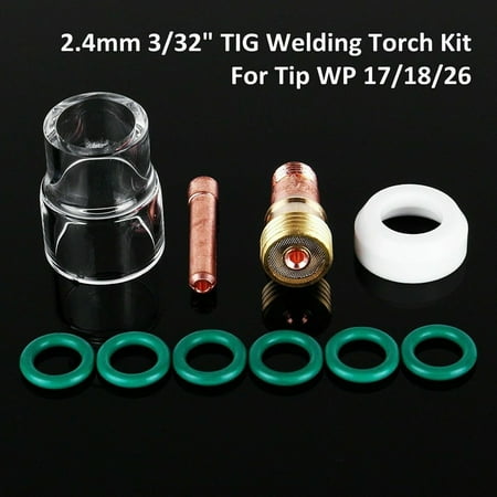 10PCS TIG Welding Torch Stubby Gas Lens #12 Pyrex Cup Kit for WP-17/18/26 2/32